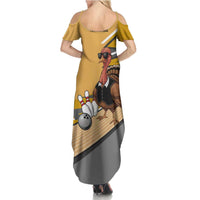 Personalized Cool Turkey Bowling Summer Maxi Dress with Sunglasses Pins - Wonder Print Shop