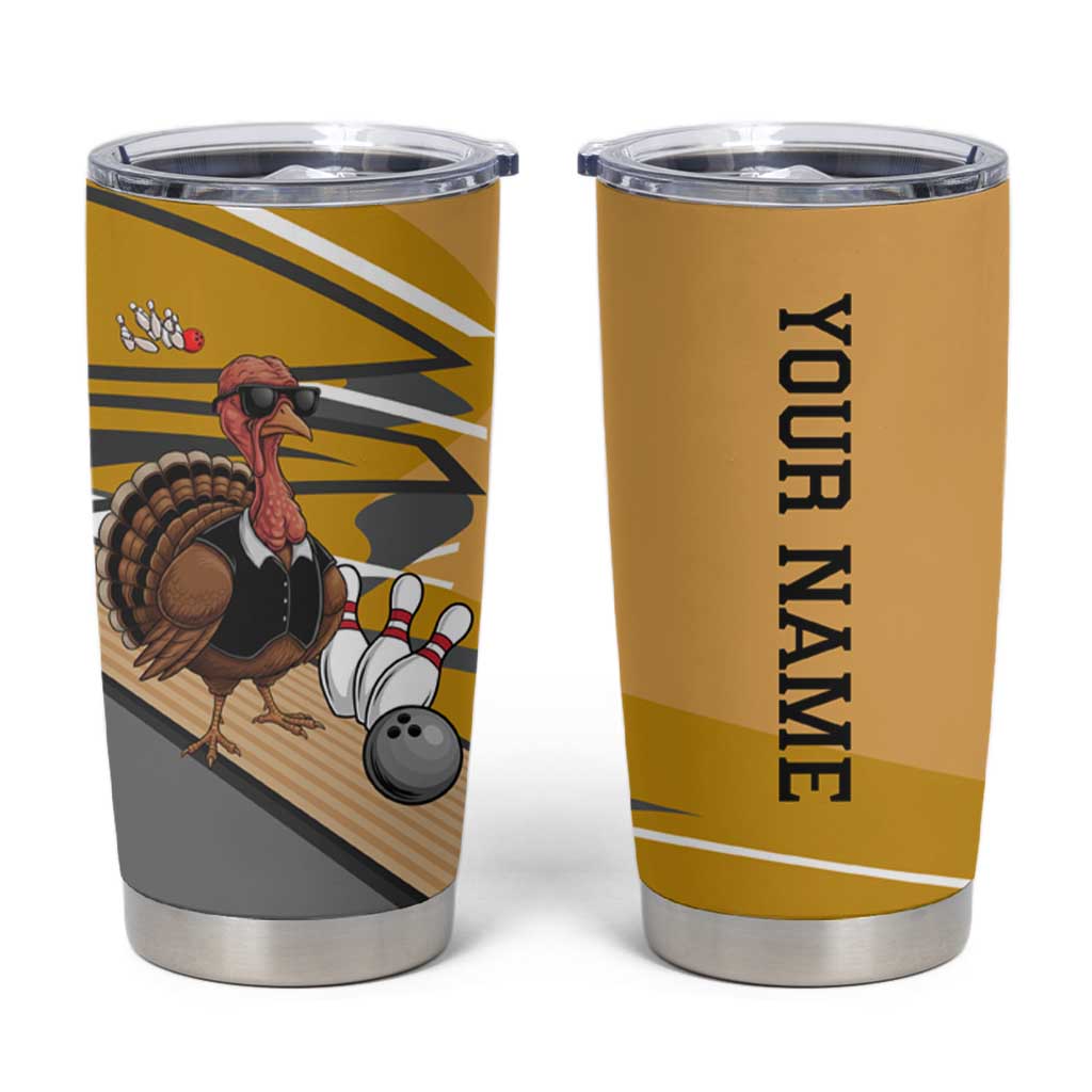 Personalized Cool Turkey Bowling Tumbler Cup with Sunglasses Pins - Wonder Print Shop
