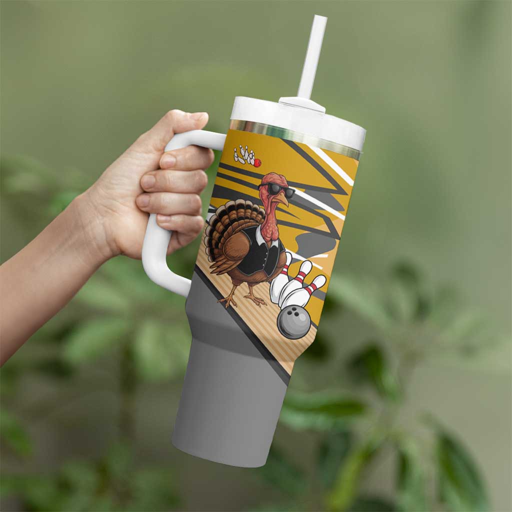 Personalized Cool Turkey Bowling Tumbler With Handle with Sunglasses Pins - Wonder Print Shop