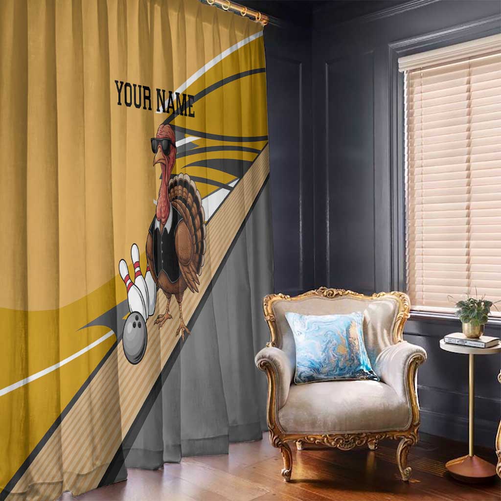 Personalized Cool Turkey Bowling Window Curtain with Sunglasses Pins - Wonder Print Shop