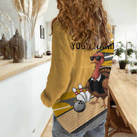 Personalized Cool Turkey Bowling Women Casual Shirt with Sunglasses Pins - Wonder Print Shop