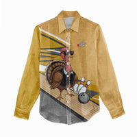 Personalized Cool Turkey Bowling Women Casual Shirt with Sunglasses Pins - Wonder Print Shop
