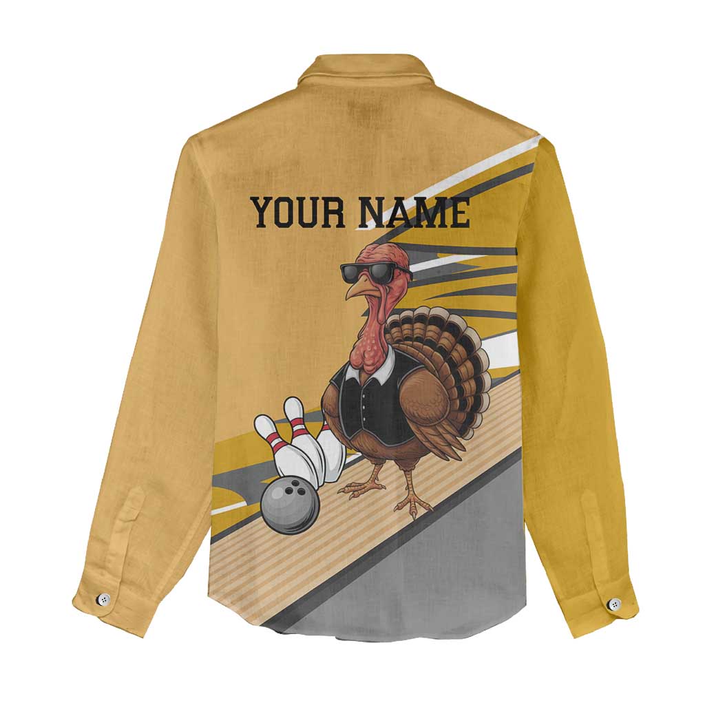 Personalized Cool Turkey Bowling Women Casual Shirt with Sunglasses Pins - Wonder Print Shop