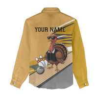 Personalized Cool Turkey Bowling Women Casual Shirt with Sunglasses Pins - Wonder Print Shop