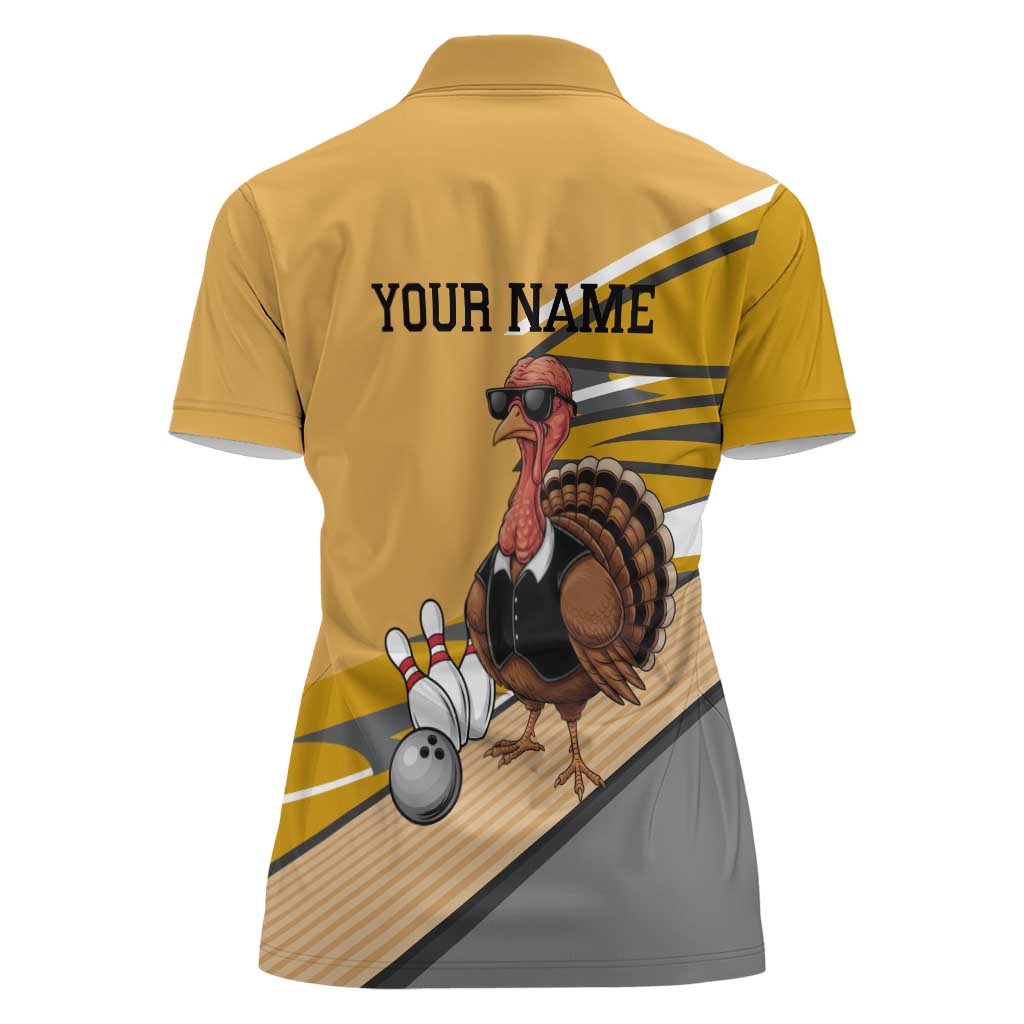 Personalized Cool Turkey Bowling Women Polo Shirt with Sunglasses Pins - Wonder Print Shop