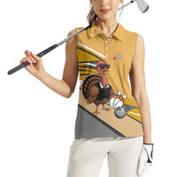 Personalized Cool Turkey Bowling Women Sleeveless Polo Shirt with Sunglasses Pins - Wonder Print Shop