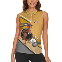 Personalized Cool Turkey Bowling Women Sleeveless Polo Shirt with Sunglasses Pins - Wonder Print Shop