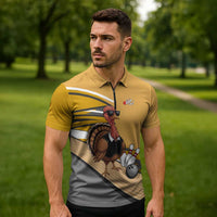 Personalized Cool Turkey Bowling Zipper Polo Shirt with Sunglasses Pins - Wonder Print Shop