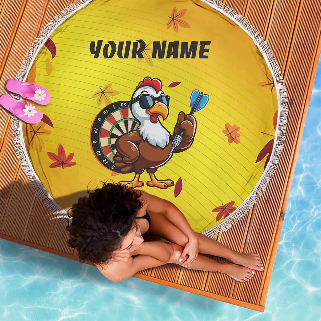 Personalized Funny Turkey Darts Beach Blanket with Sunglasses Dartboard - Wonder Print Shop
