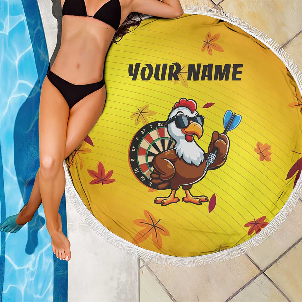 Personalized Funny Turkey Darts Beach Blanket with Sunglasses Dartboard - Wonder Print Shop
