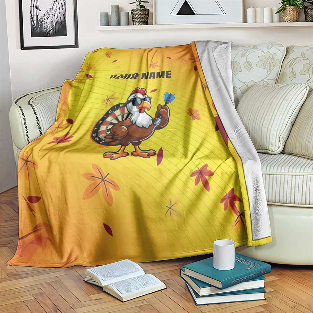 Personalized Funny Turkey Darts Blanket with Sunglasses Dartboard - Wonder Print Shop