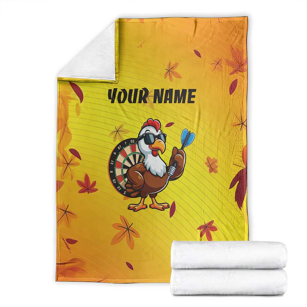 Personalized Funny Turkey Darts Blanket with Sunglasses Dartboard - Wonder Print Shop
