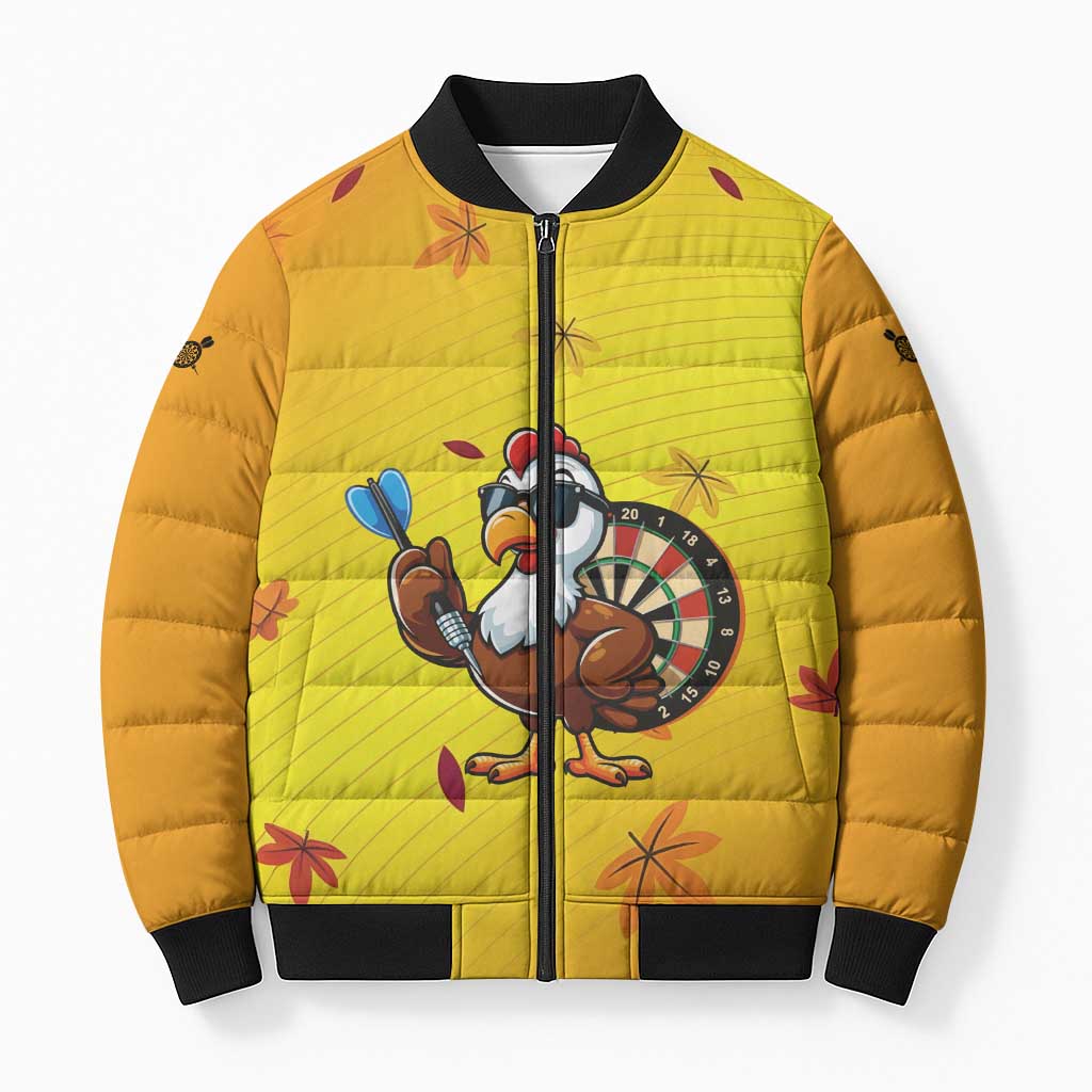 Personalized Funny Turkey Darts Bomber Puffer Jacket with Sunglasses Dartboard - Wonder Print Shop