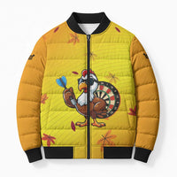 Personalized Funny Turkey Darts Bomber Puffer Jacket with Sunglasses Dartboard - Wonder Print Shop