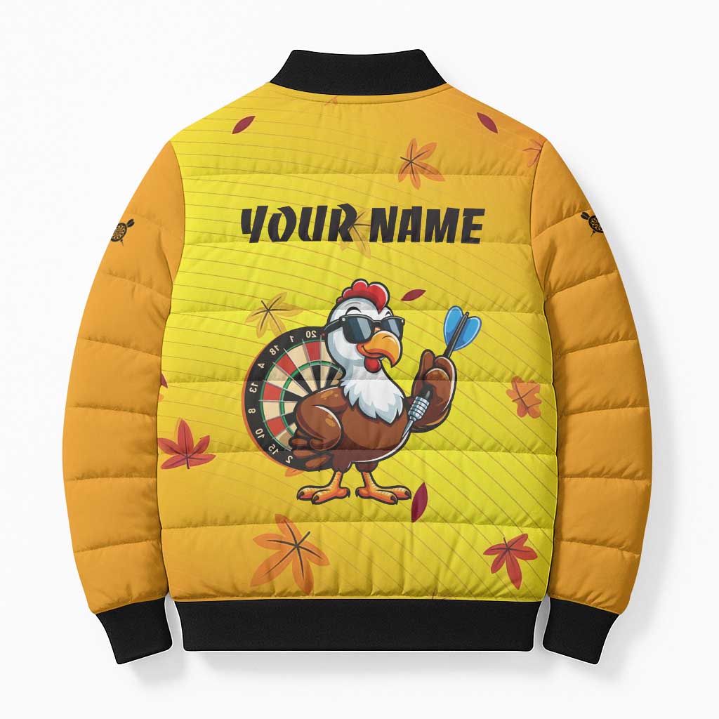 Personalized Funny Turkey Darts Bomber Puffer Jacket with Sunglasses Dartboard - Wonder Print Shop
