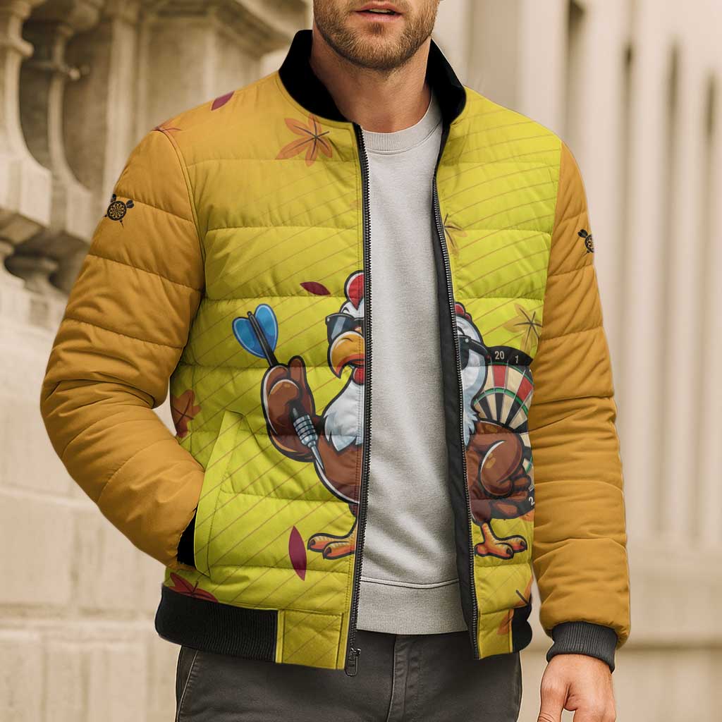 Personalized Funny Turkey Darts Bomber Puffer Jacket with Sunglasses Dartboard - Wonder Print Shop
