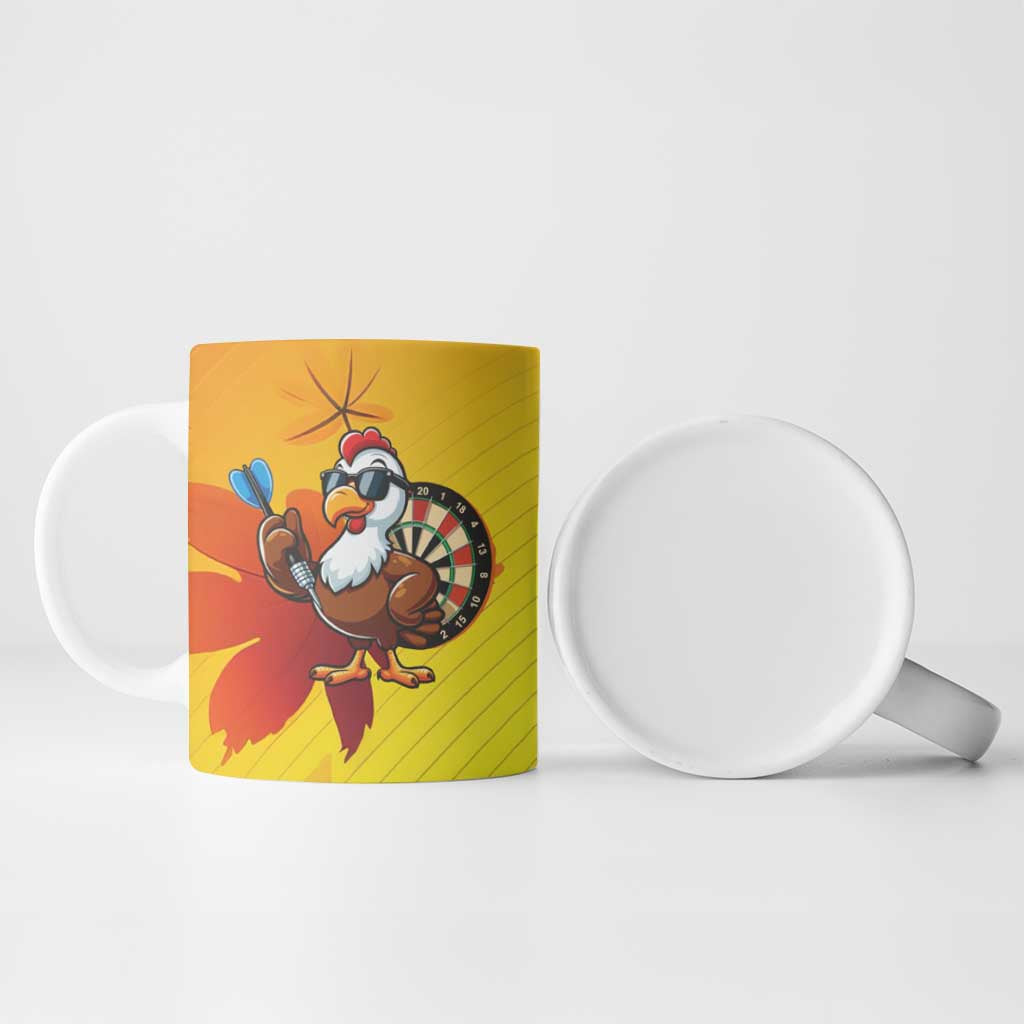 Personalized Funny Turkey Darts Ceramic Mug with Sunglasses Dartboard - Wonder Print Shop