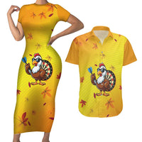Personalized Funny Turkey Darts Couples Matching Short Sleeve Bodycon Dress and Hawaiian Shirt with Sunglasses Dartboard - Wonder Print Shop