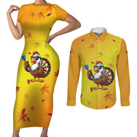 Personalized Funny Turkey Darts Couples Matching Short Sleeve Bodycon Dress and Long Sleeve Button Shirt with Sunglasses Dartboard - Wonder Print Shop