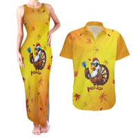 Personalized Funny Turkey Darts Couples Matching Tank Maxi Dress and Hawaiian Shirt with Sunglasses Dartboard - Wonder Print Shop