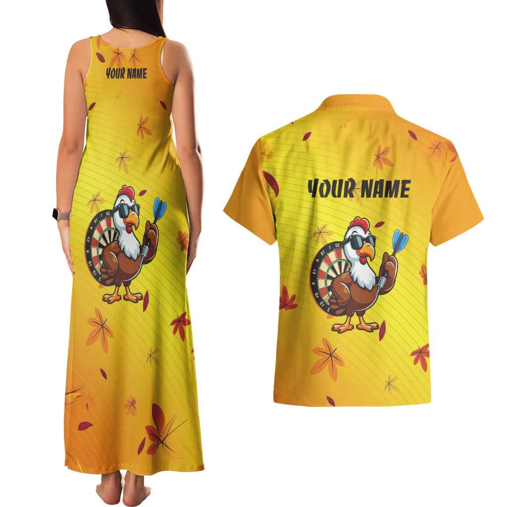 Personalized Funny Turkey Darts Couples Matching Tank Maxi Dress and Hawaiian Shirt with Sunglasses Dartboard - Wonder Print Shop