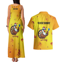 Personalized Funny Turkey Darts Couples Matching Tank Maxi Dress and Hawaiian Shirt with Sunglasses Dartboard - Wonder Print Shop