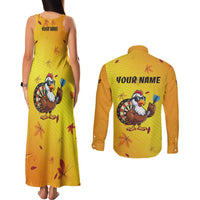 Personalized Funny Turkey Darts Couples Matching Tank Maxi Dress and Long Sleeve Button Shirt with Sunglasses Dartboard - Wonder Print Shop