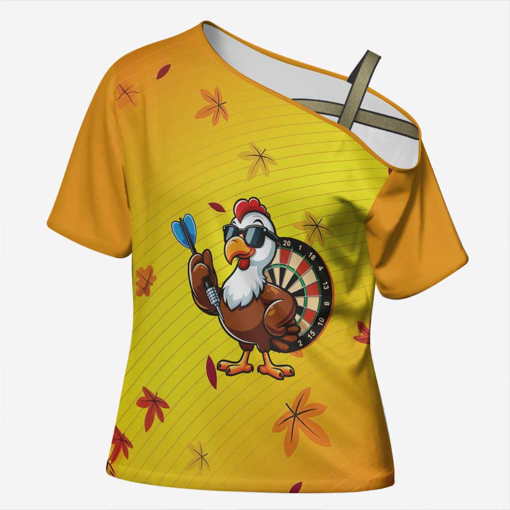 Personalized Funny Turkey Darts Cross Shoulder Shirt with Sunglasses Dartboard - Wonder Print Shop