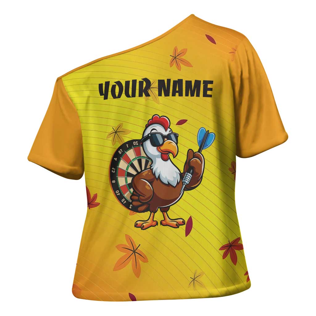 Personalized Funny Turkey Darts Cross Shoulder Shirt with Sunglasses Dartboard - Wonder Print Shop