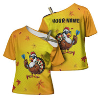 Personalized Funny Turkey Darts Cross Shoulder Shirt with Sunglasses Dartboard - Wonder Print Shop