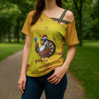 Personalized Funny Turkey Darts Cross Shoulder Shirt with Sunglasses Dartboard - Wonder Print Shop