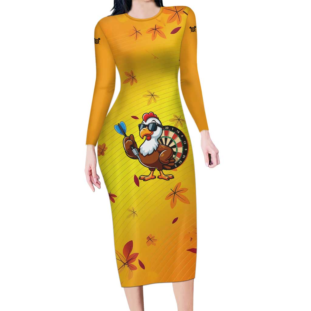 Personalized Funny Turkey Darts Family Matching Long Sleeve Bodycon Dress and Hawaiian Shirt with Sunglasses Dartboard - Wonder Print Shop