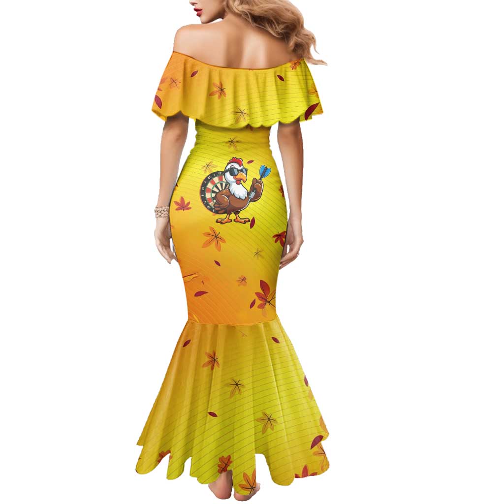 Personalized Funny Turkey Darts Family Matching Mermaid Dress and Hawaiian Shirt with Sunglasses Dartboard - Wonder Print Shop