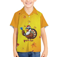 Personalized Funny Turkey Darts Family Matching Off The Shoulder Long Sleeve Dress and Hawaiian Shirt with Sunglasses Dartboard - Wonder Print Shop