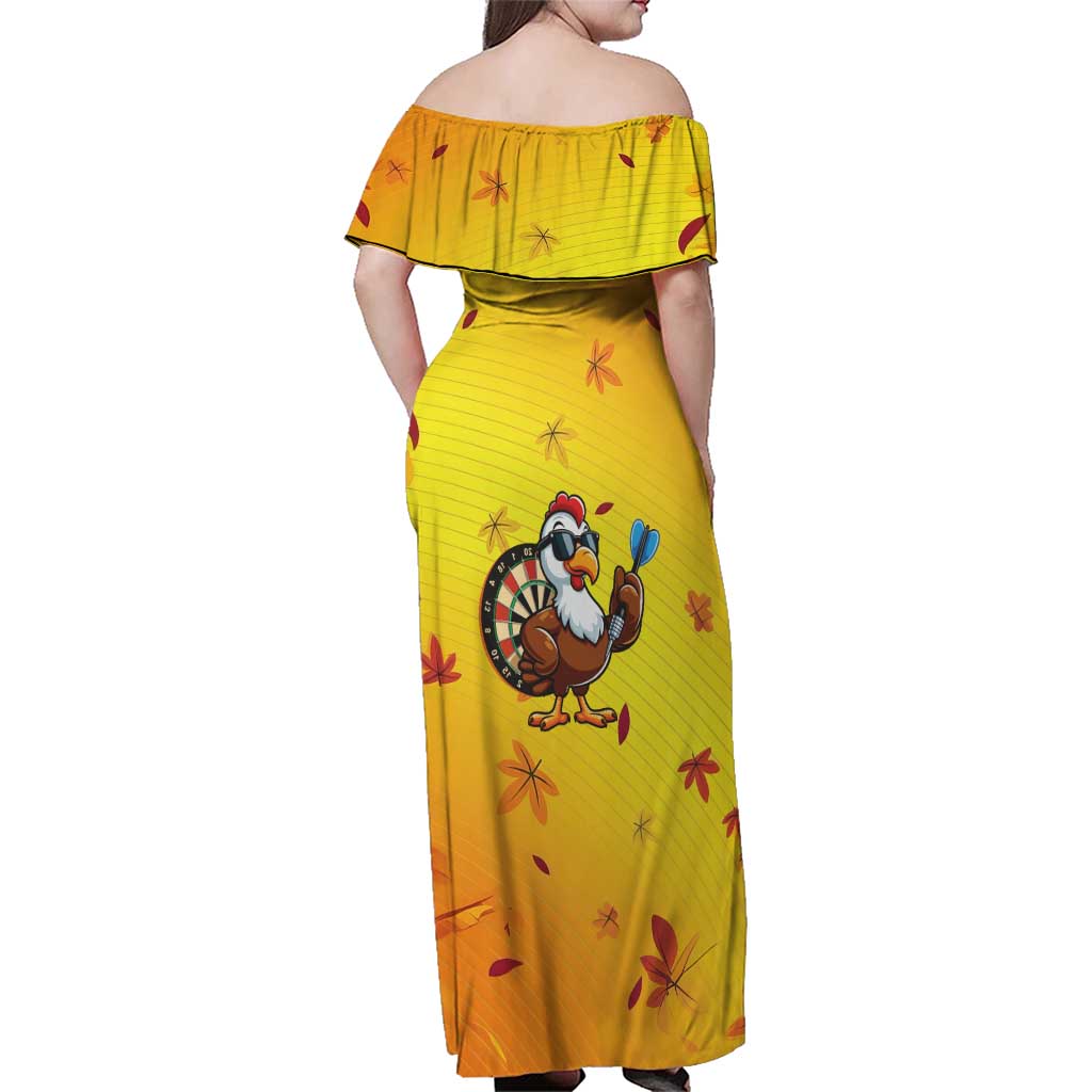 Personalized Funny Turkey Darts Family Matching Off Shoulder Maxi Dress and Hawaiian Shirt with Sunglasses Dartboard - Wonder Print Shop