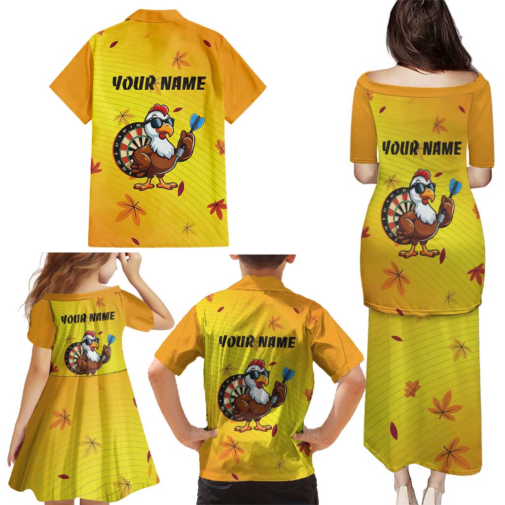 Personalized Funny Turkey Darts Family Matching Puletasi and Hawaiian Shirt with Sunglasses Dartboard - Wonder Print Shop