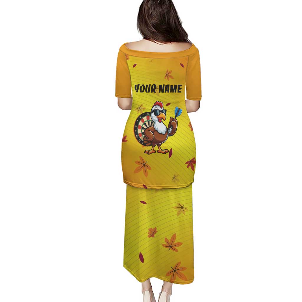 Personalized Funny Turkey Darts Family Matching Puletasi and Hawaiian Shirt with Sunglasses Dartboard - Wonder Print Shop