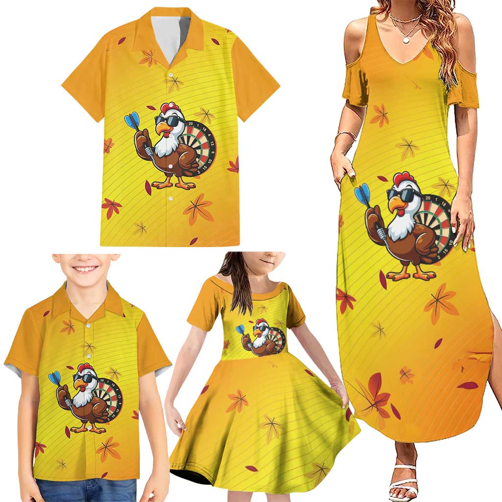 Personalized Funny Turkey Darts Family Matching Summer Maxi Dress and Hawaiian Shirt with Sunglasses Dartboard - Wonder Print Shop