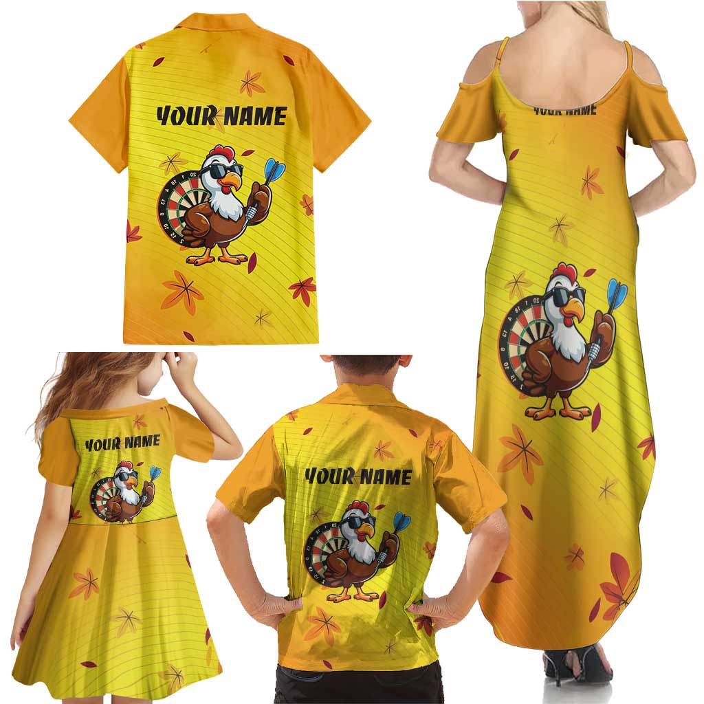 Personalized Funny Turkey Darts Family Matching Summer Maxi Dress and Hawaiian Shirt with Sunglasses Dartboard - Wonder Print Shop