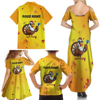 Personalized Funny Turkey Darts Family Matching Summer Maxi Dress and Hawaiian Shirt with Sunglasses Dartboard - Wonder Print Shop