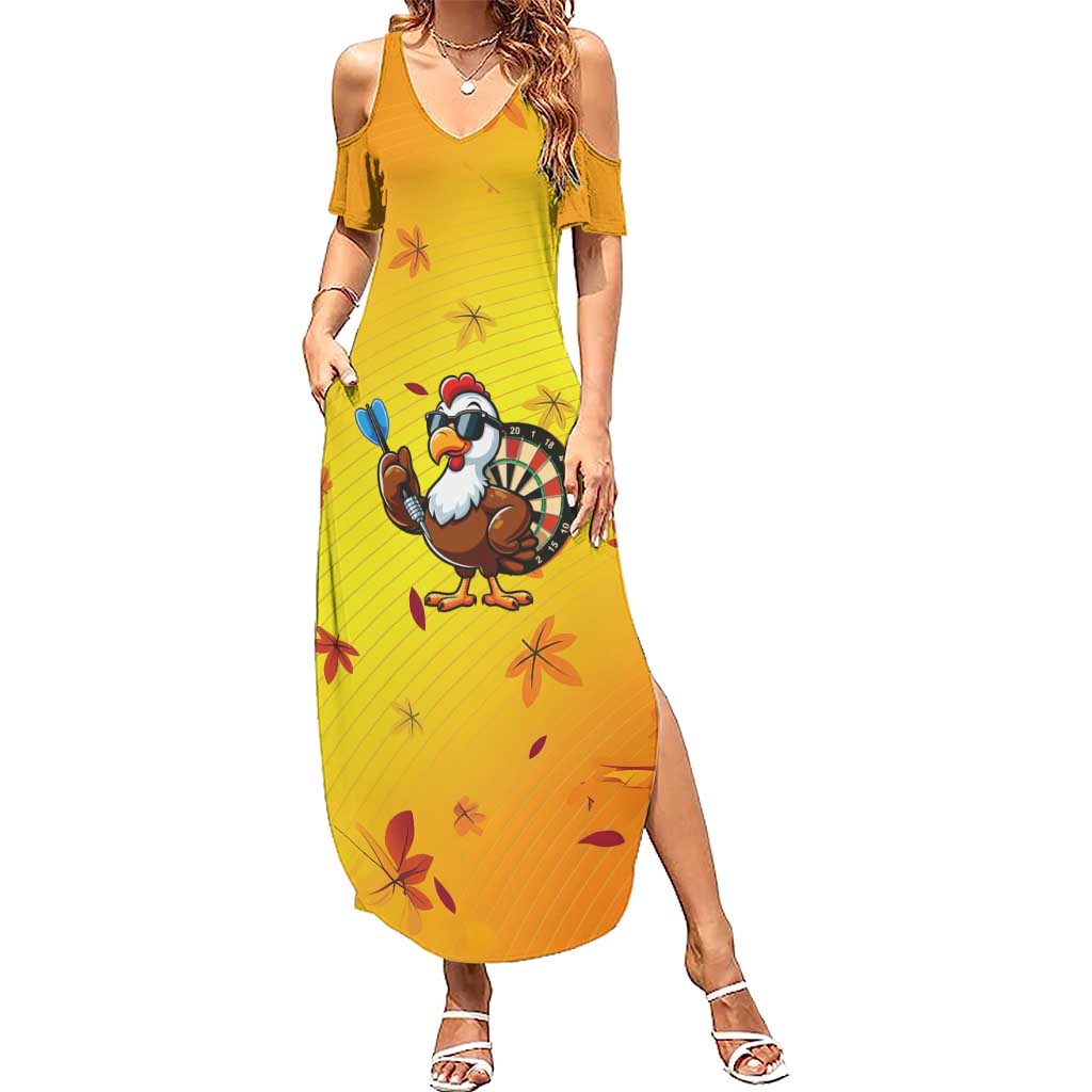 Personalized Funny Turkey Darts Family Matching Summer Maxi Dress and Hawaiian Shirt with Sunglasses Dartboard - Wonder Print Shop