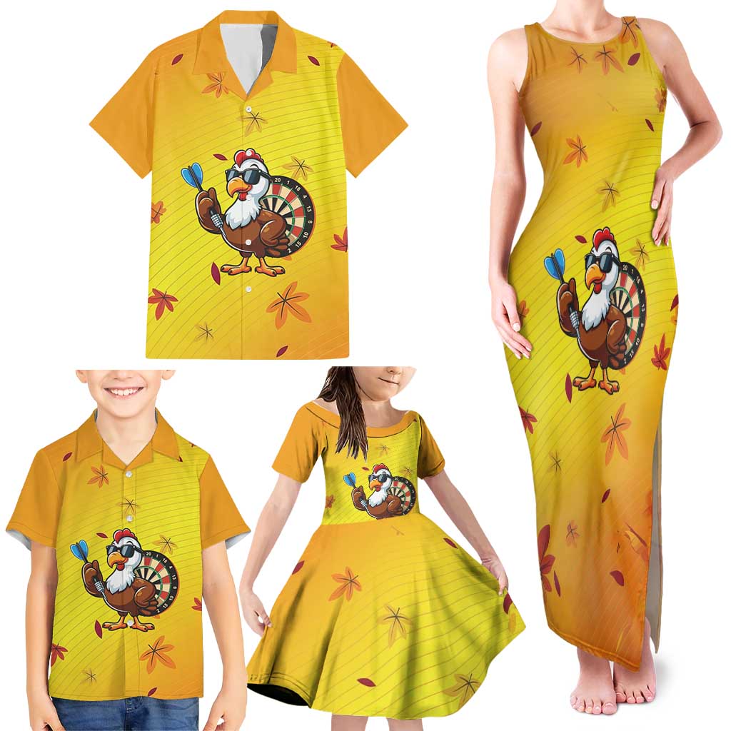 Personalized Funny Turkey Darts Family Matching Tank Maxi Dress and Hawaiian Shirt with Sunglasses Dartboard - Wonder Print Shop