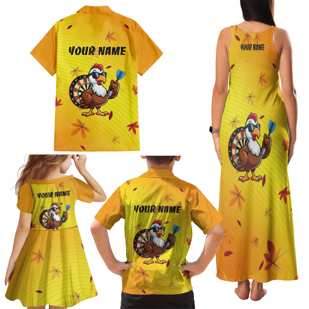 Personalized Funny Turkey Darts Family Matching Tank Maxi Dress and Hawaiian Shirt with Sunglasses Dartboard - Wonder Print Shop
