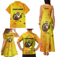 Personalized Funny Turkey Darts Family Matching Tank Maxi Dress and Hawaiian Shirt with Sunglasses Dartboard - Wonder Print Shop