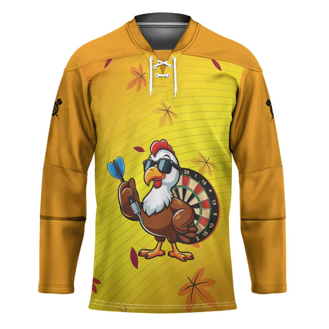 Personalized Funny Turkey Darts Hockey Jersey with Sunglasses Dartboard - Wonder Print Shop