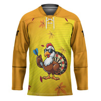 Personalized Funny Turkey Darts Hockey Jersey with Sunglasses Dartboard - Wonder Print Shop
