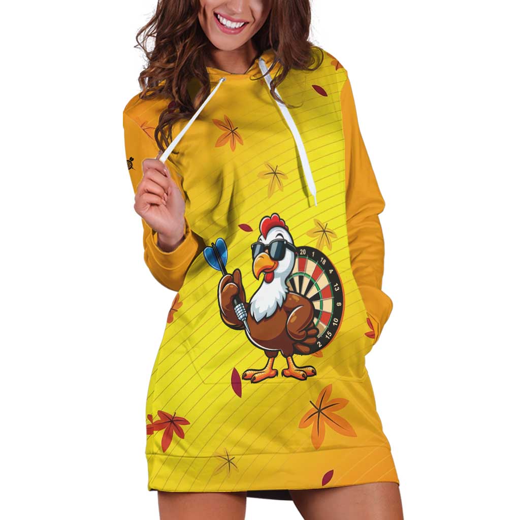 Personalized Funny Turkey Darts Hoodie Dress with Sunglasses Dartboard - Wonder Print Shop