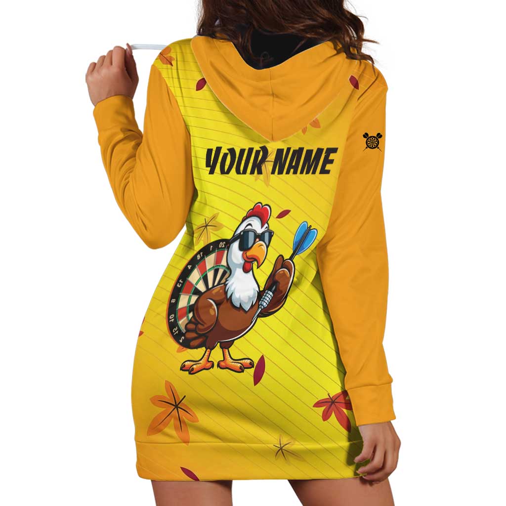 Personalized Funny Turkey Darts Hoodie Dress with Sunglasses Dartboard - Wonder Print Shop