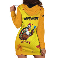 Personalized Funny Turkey Darts Hoodie Dress with Sunglasses Dartboard - Wonder Print Shop