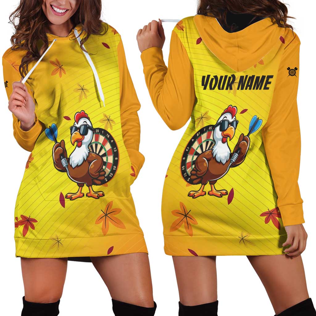 Personalized Funny Turkey Darts Hoodie Dress with Sunglasses Dartboard - Wonder Print Shop
